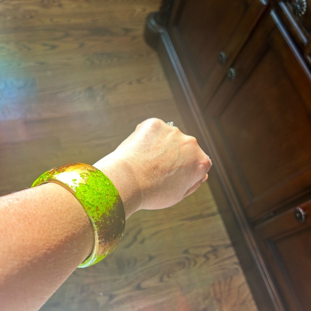 Green Bangle Statement Bracelet - image 8